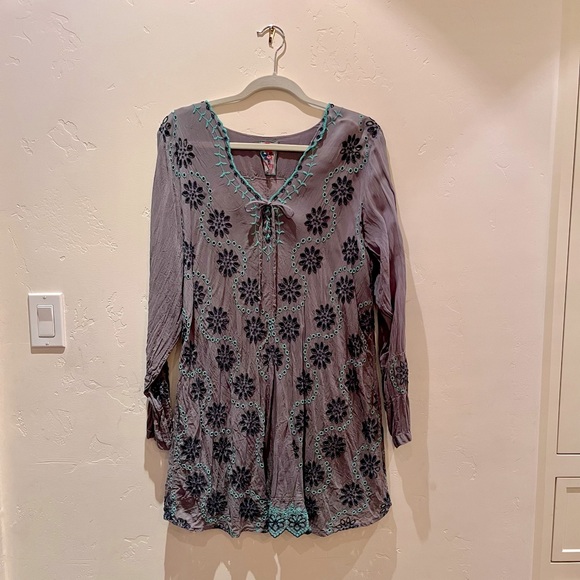 Vintage Designer Johnny Was Floral Embroidered Women's Tunic - Picture 1 of 7